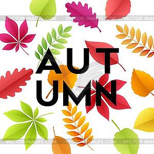 Autumn banner background with paper fall leaves - vector clipart