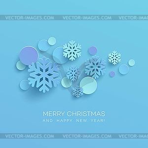 Abstract Papercraft Snowflakes Christmas Background - vector image