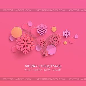 Abstract Papercraft Snowflakes Christmas Background - vector clipart