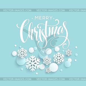 Merry Christmas blue background with papercraft - vector clipart