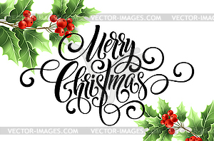 Merry Christmas handwriting script lettering. - vector clipart