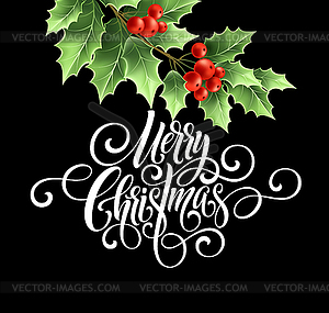 Merry Christmas handwriting script lettering. - vector clip art