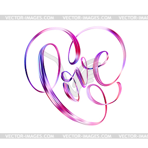 Happy Valentines Day card with Hand written Love - vector clipart