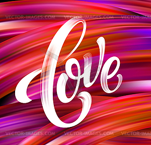 Happy Valentines Day card with Hand written Love - vector image