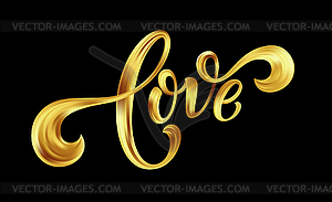 Love gold lettering text on background, hand painte - vector clipart
