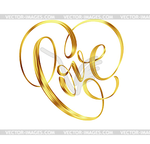 Love gold lettering text on background, hand painte - vector clipart