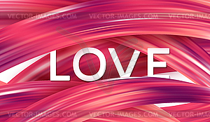 Red smear of paint LOVE lettering for card, - color vector clipart