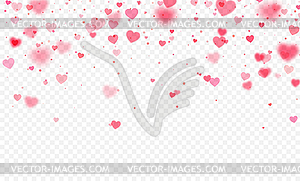 Heart confetti falling on transparent background. - vector image