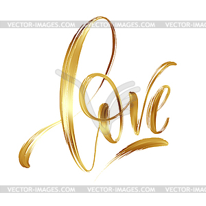 Love gold brush calligraphy - vector clip art