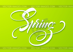 Hello Spring lettering. calligraphy, green - vector clipart