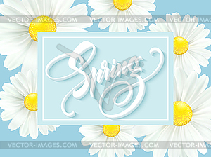 Calligraphic inscription Hello Spring with spring - vector clipart