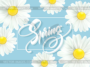 Calligraphic inscription Hello Spring with spring - vector image