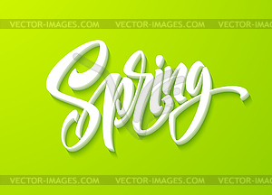 Hello Spring lettering. calligraphy, green - royalty-free vector clipart