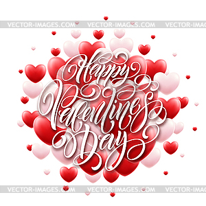 Happy Valentine Day Calligraphy Background With 3D - vector clipart