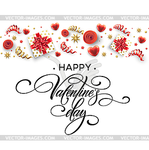 Calligraphy lettering Happy Valentine Day. Color - vector clipart