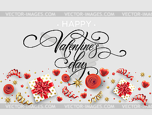 Calligraphy lettering Happy Valentine Day. Color - royalty-free vector clipart