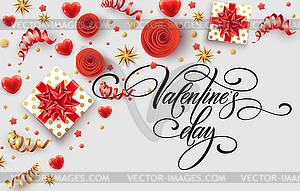 Calligraphy lettering Happy Valentine Day. Color - vector image