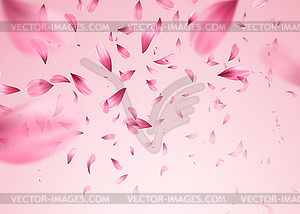 Pink sakura falling petals background - vector clipart