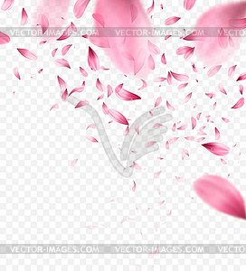 Pink sakura falling petals background - vector clipart