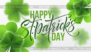 Happy Saint Patricks Day greeting lettering on - vector EPS clipart