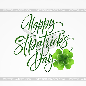 Happy Saint Patricks Day greeting lettering on - vector clipart