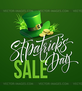 Saint Patricks Day Sale poster. Lettering banner - vector clip art