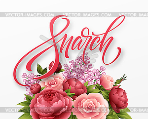 Happy womens day on March 8. Design of modern hand - vector clipart