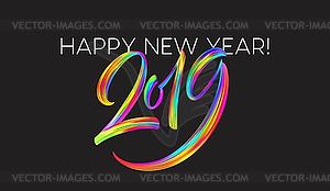 2019 New Year of colorful brushstroke oil or acryli - color vector clipart