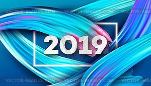 2019 New Year on background of colorful - vector clipart