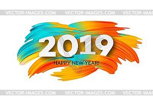 2019 New Year on background of colorful - vector clip art