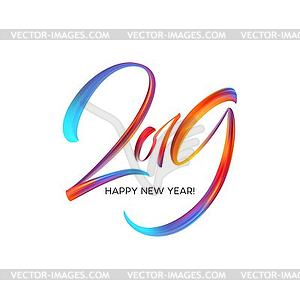 2019 New Year on background of colorful - vector clipart