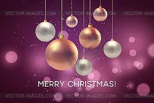 Christmas blurred pink background with bauble - vector image