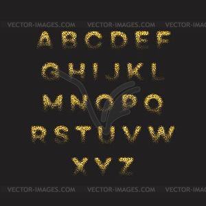 Golden glitter alphabet font set - vector clipart