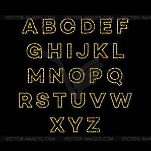 Golden glitter alphabet font set - vector clipart