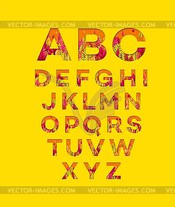 Alphabet letters made of autumn leaves - vector clip art