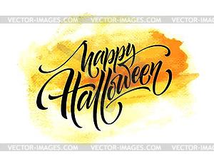 Happy Halloween lettering on watercolor - vector clip art