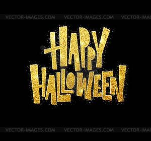 Halloween gold glitter lettering greeting card - vector clipart