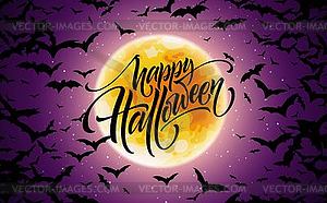 Halloween glowing night background with moon, - vector clipart