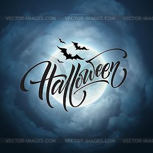 Halloween glowing night background with moon, - vector image