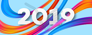2019 Новогодний дизайн акрилового баннера - клипарт в векторном формате