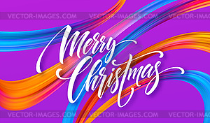 Merry Christmas lettering banner design - vector clip art