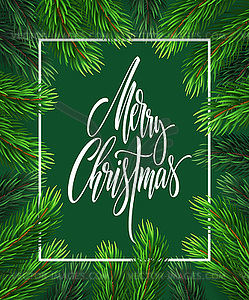 Merry Christmas lettering in rectangular frame - vector clipart / vector image