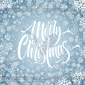 Merry Christmas lettering in snowflakes frame - vector EPS clipart