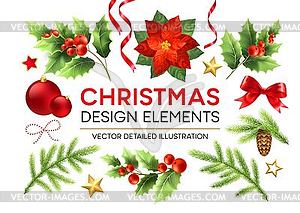 Элементы дизайна Рождества установлен - векторное изображение