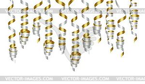 Party decorations golden and silver streamers or - vector image