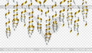 Party decorations golden and silver streamers or - vector clipart