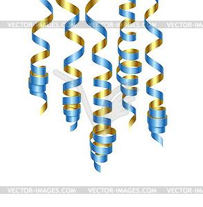 Party decorations blue and golden streamers or - stock vector clipart