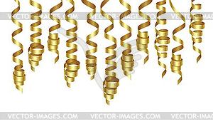 Party decorations golden streamers or curling - vector image