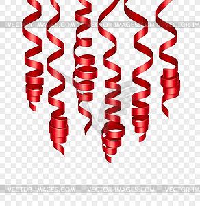 Party decorations red streamers or curling party - vector clipart