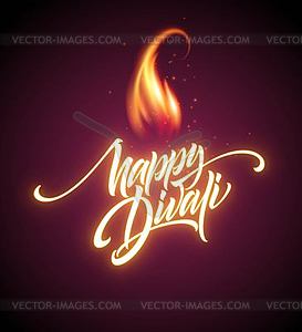 Happy Diwali Festival Bright. Flame Glowing - vector clipart